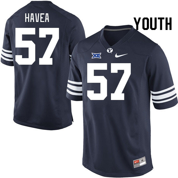 Youth #57 Lingi Havea BYU Cougars College Football Jerseys Stitched Sale-Navy